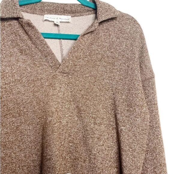 Chelsea & Theodore Cropped Raw Edge Long Sleeve Pullover Brown Red Size XS - Picture 2 of 4
